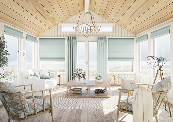 Soft Chevron, Blue Glacier - Motorised Roman Blind - Image 8